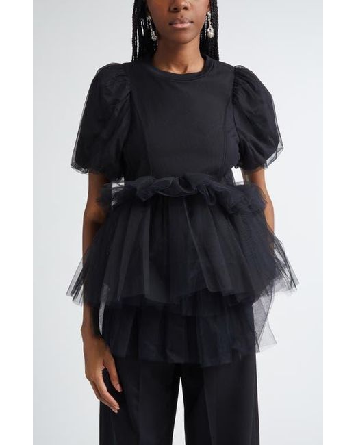 Simone Rocha Black Puff Sleeve Tutu Top
