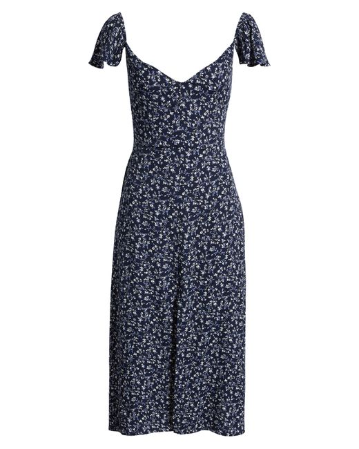 Reformation Baxley Floral Flutter Sleeve Midi Dress in Blue Lyst