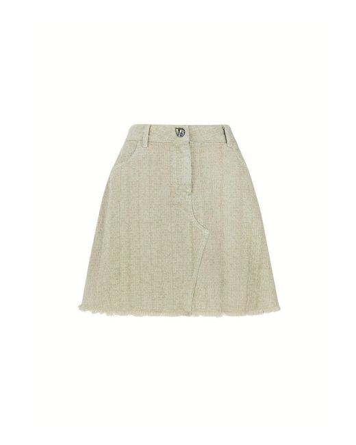 Nocturne Natural Tasseled Mini Denim Skirt