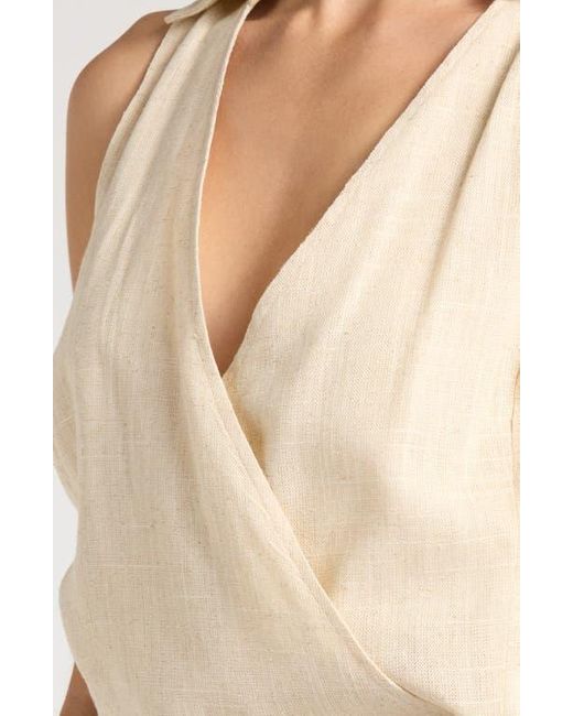 1.STATE Blue Wrap Front Collar Top