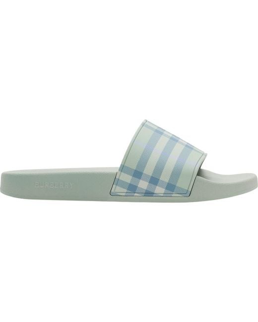 Burberry Blue Check Slides