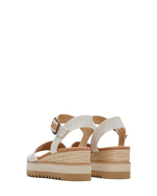 TOMS Metallic Diana Canvas Platforms Wedge Sandals