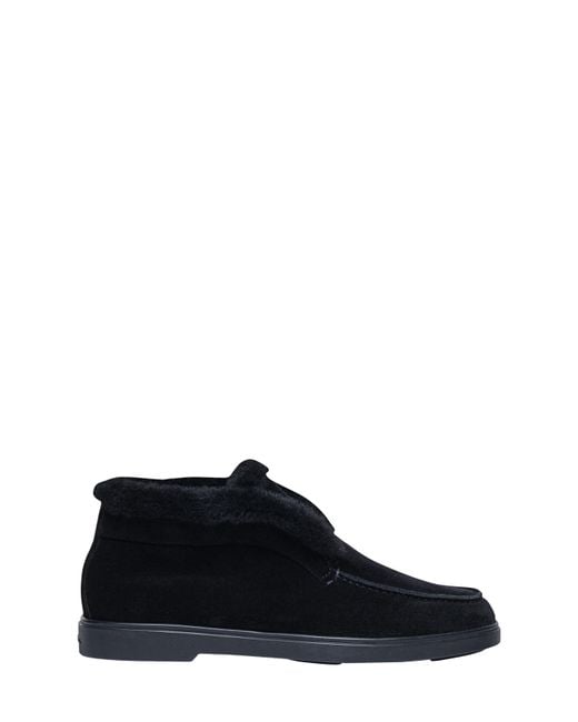 Santoni Black Suede Desert Boot