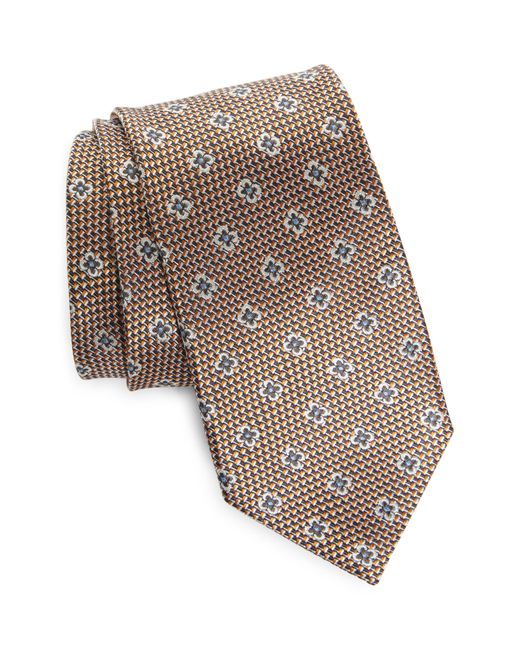 Zegna White Paglie Floral Mulberry Silk Tie for men