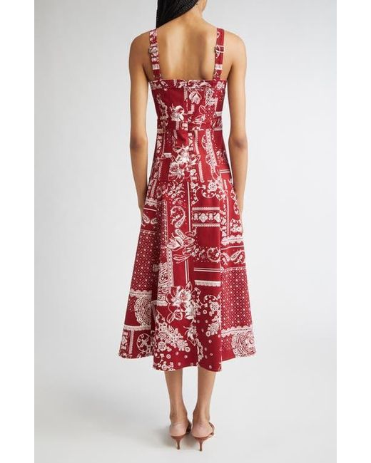 Cinq À Sept Red Bandana Print A-Line Dress