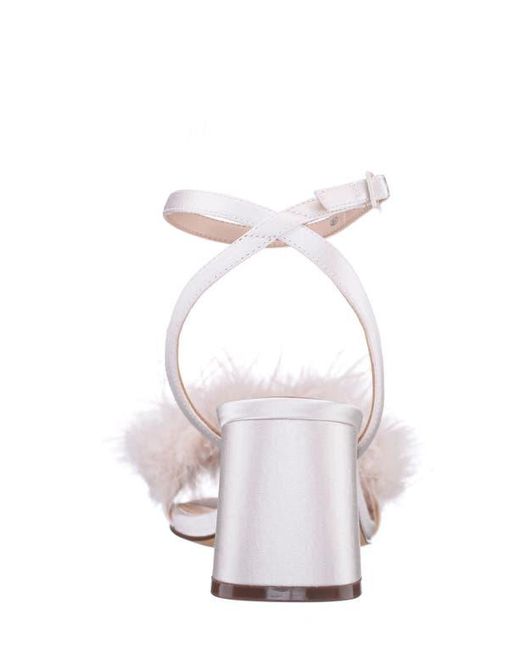 Nina White Bev Ankle Strap Faux Feather Sandal