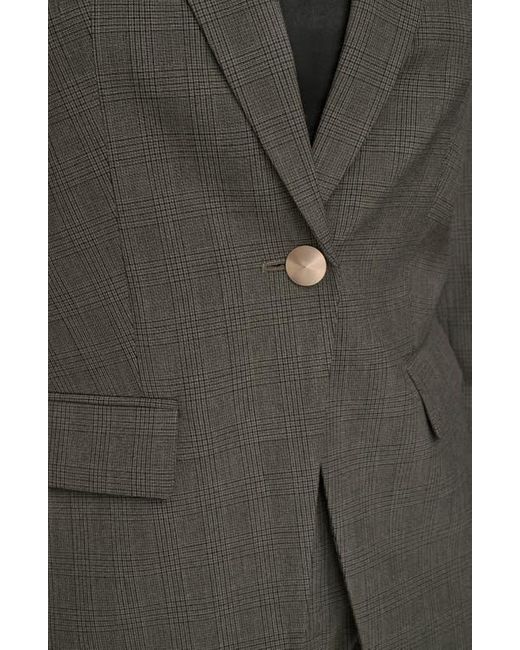 Donna Karan Black Plaid One-Button Blazer