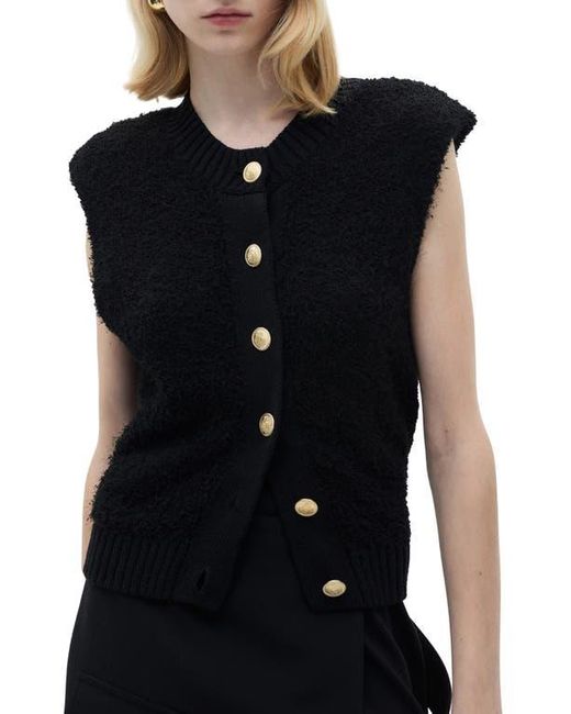 Mango Black Button-Up Sweater Vest
