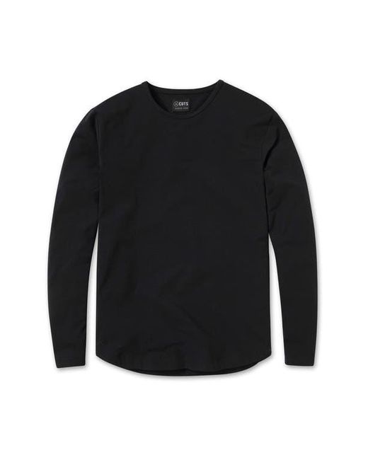 Cuts Black Ao Curved Hem Long Sleeve T-shirt for men