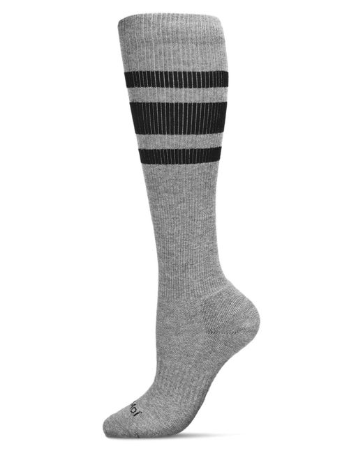 Memoi Gray Stripe Performance Knee High Compression Socks