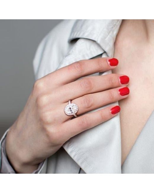 Julianna B Metallic 3-7/Ctw Lab-Grown Diamond Oval Halo Ring 14K