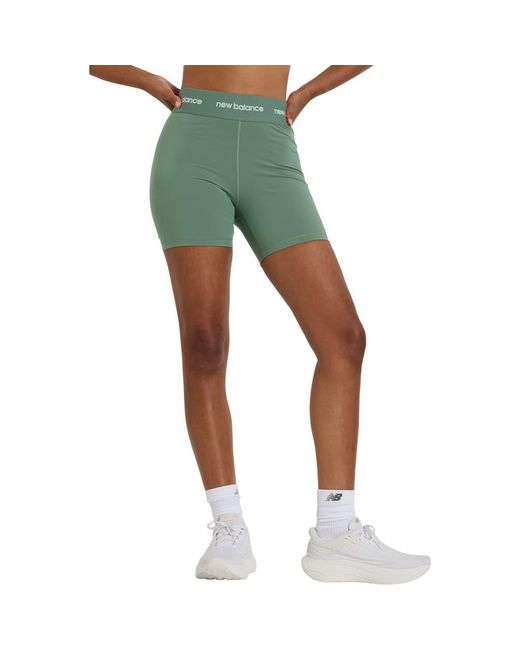 New Balance Green Nb Sleek 5-Inch High Rise Performance Athletic Shorts