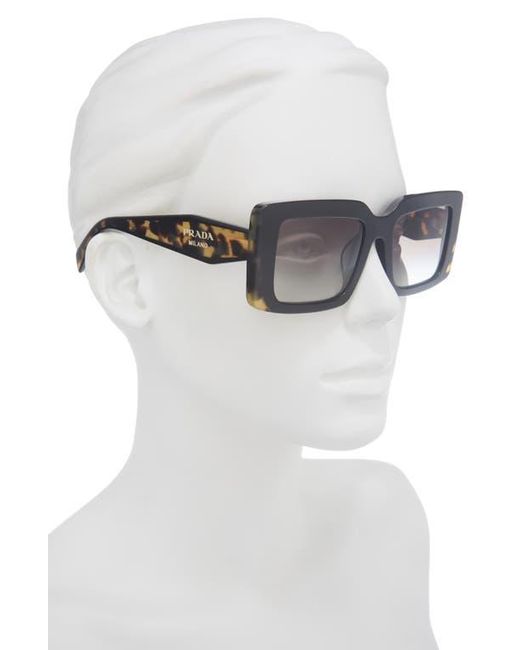 Prada Black 53Mm Rectangular Sunglasses