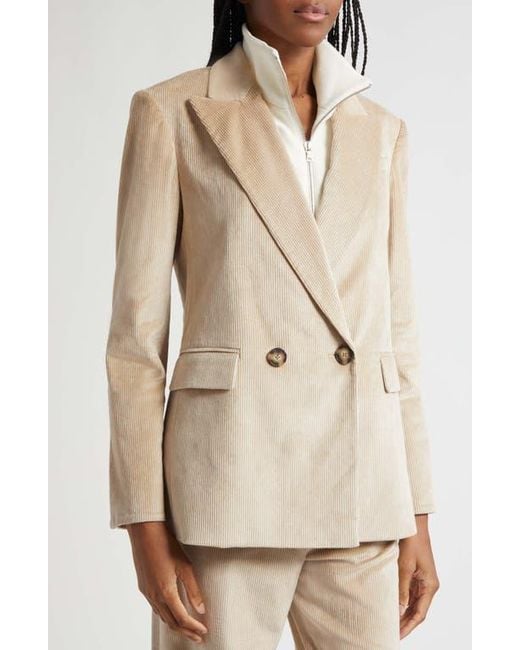 Veronica Beard Natural Sevyn Corduroy Double Breasted Dickey Jacket