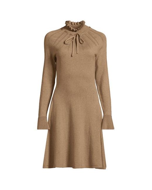 Lands' End Fine Gauge Cotton Fit And Flare Sweater Dress in Natural | Lyst Lands' End Fine Gauge Cotton Fit And Flare Sweater Dress in Natural | Lyst