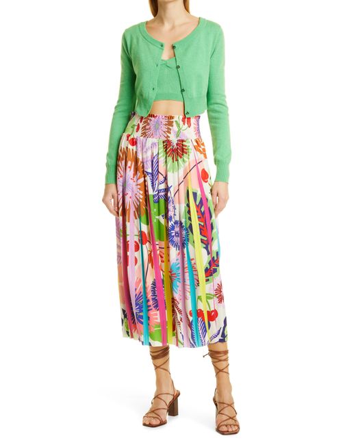 Le Superbe Green Burst Of Spring Pleat Midi Skirt