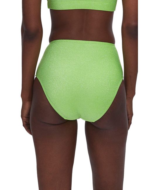 GOOD AMERICAN Green Sparkle Metallic High Waist Bikini Bottoms