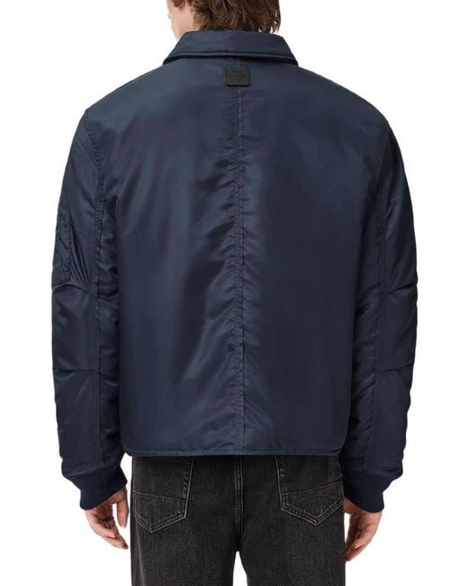 AllSaints Blue Fallon Nylon Bomber Jacket for men
