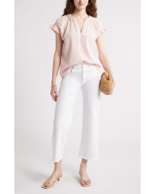 Caslon Multicolor Ruffle Cotton Gauze Top