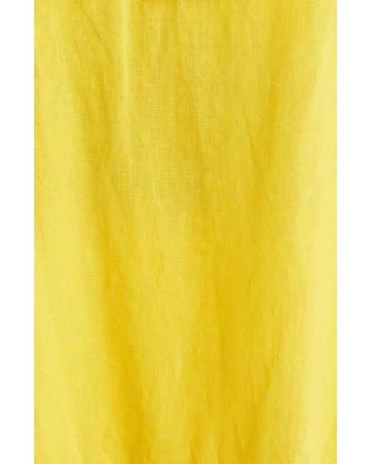 Farm Rio Yellow Guipure Lace Halter Linen Blend Cover-up Minidress