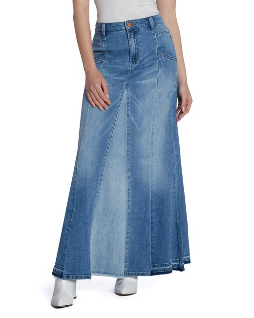 Wash Lab Denim Bliss Flare Denim Maxi Skirt in Blue | Lyst