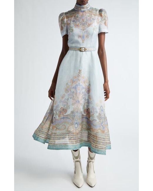Zelie Print Dress in Eden Blue