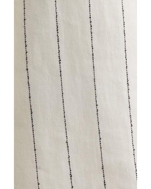 Boss White Drupe Pinstripe Linen Blend Dress