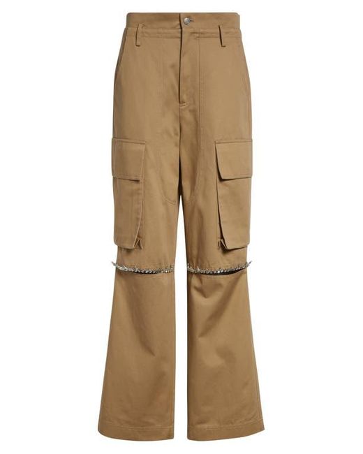 Area Natural Crystal Trim Slit Cargo Pants