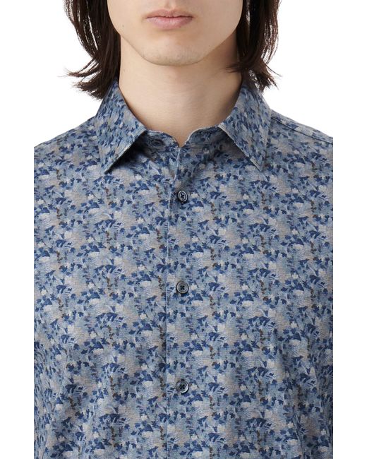Bugatchi Blue James Ooohcotton® Abstract Print Button-up Shirt for men