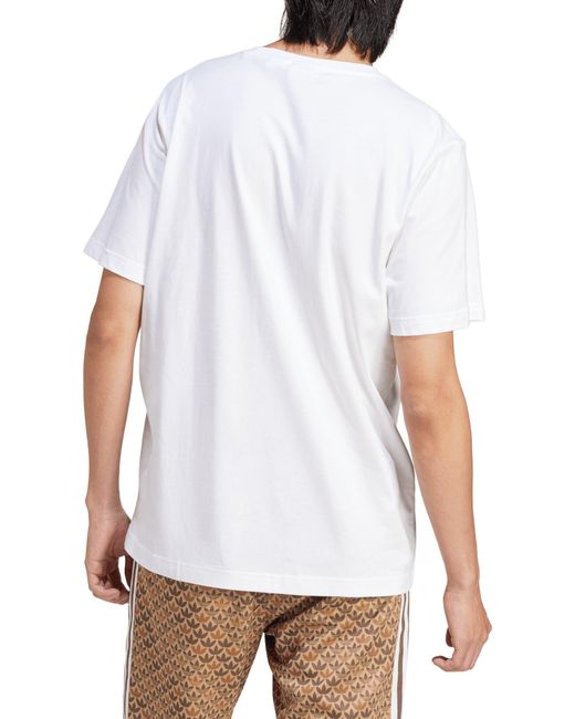 Adidas Originals White Mono Trefoil Logo Graphic T-shirt for men