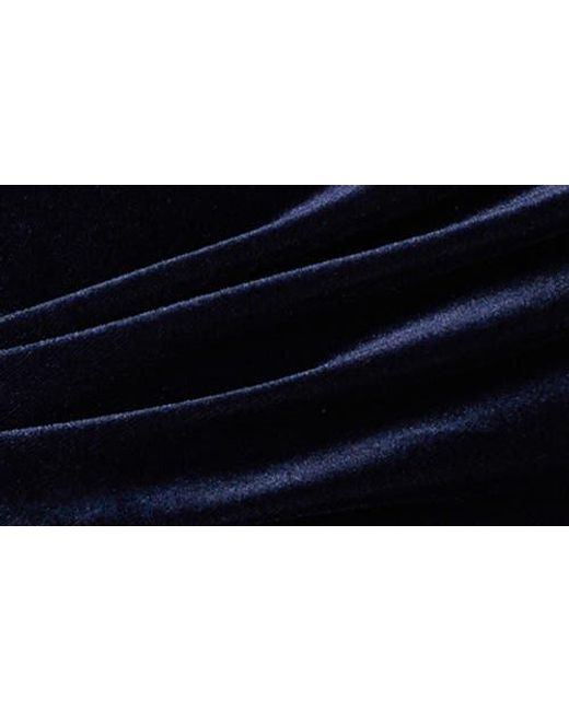 Adrianna Papell Black Asymmetric Long Sleeve Ruched Velvet Gown
