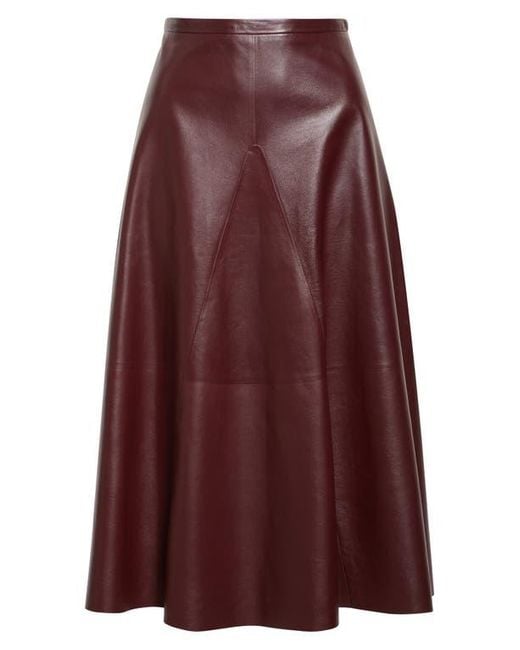 FFORME Red Selina Leather A-Line Skirt