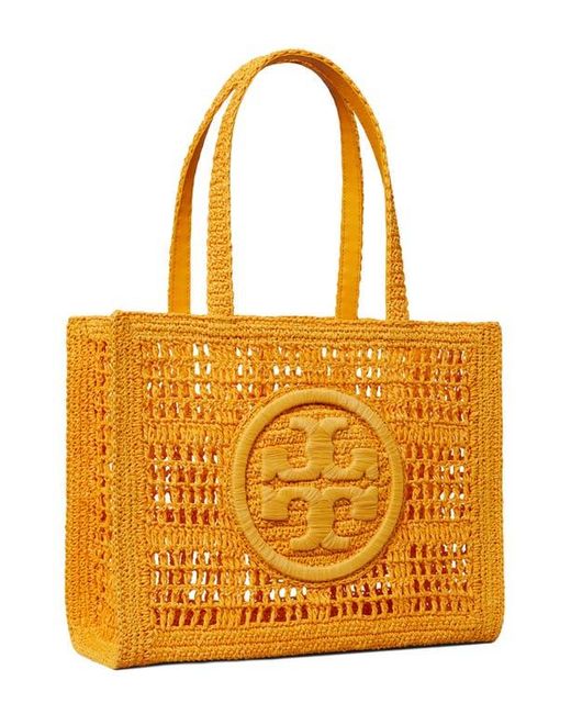 Tory Burch Ella Small Hand Crochet Tote in Orange | Lyst