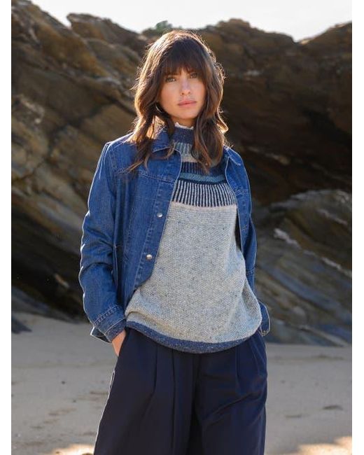 Celtic & Co. Blue Statement Donegal Wool Sweater