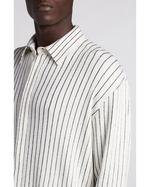 Bottega Veneta White Pinstripe Rib Stitch Button-up Shirt for men
