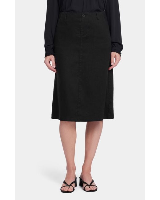 NYDJ Black Marilyn Linen Blend A-line Skirt