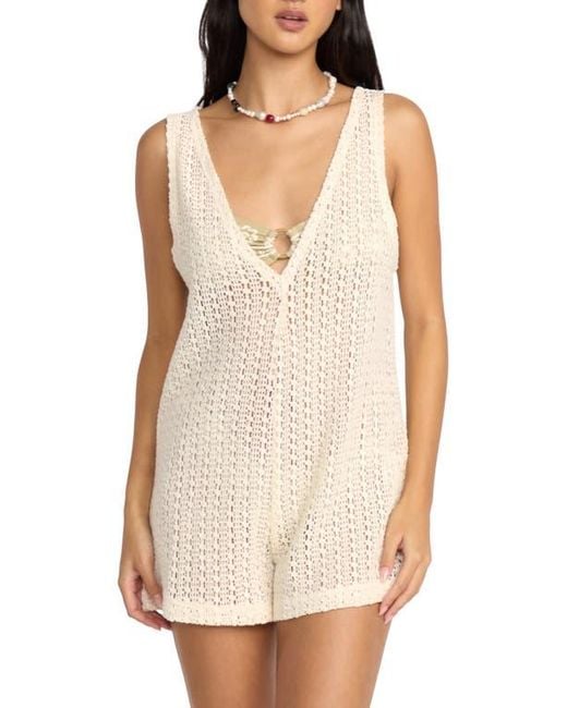 Billabong Natural Steller Time Open Stitch Cotton Cover-Up Romper