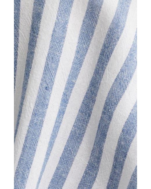 Beach Lunch Lounge Blue Vivica Stripe Twist Hem Button-Up Shirt