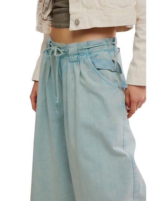 Free People Blue Julien Wide Leg Chino Pants