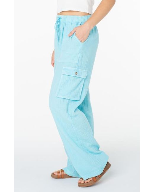 Roxy Blue Precious Cargo Beach Cotton Gauze Pants