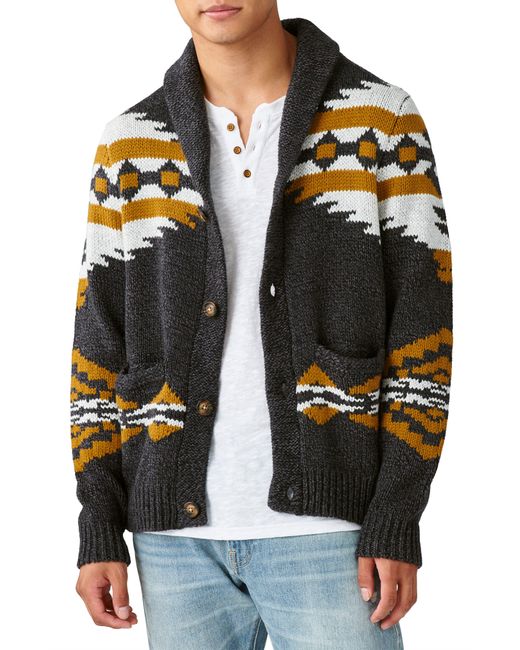 Lucky Brand Legacy Print Shawl Collar Sweater Coat in Black for Men | Lyst