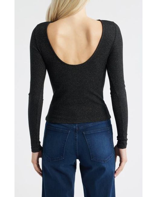 Madewell Black Sparkle Scoop Back Long Sleeve Top