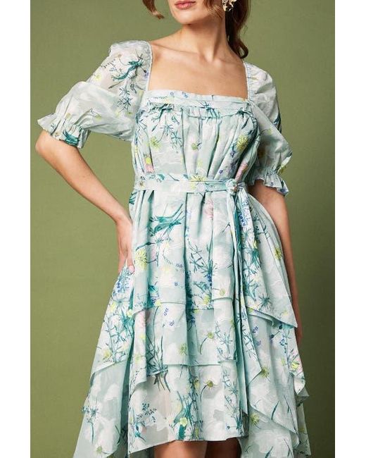 Coast Blue Short Sleeve Printed Chiffon Midi Dress