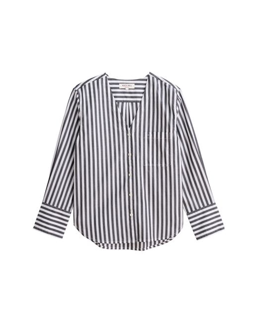 Alex Mill Black Crosby Stripe V-neck Button-up Shirt