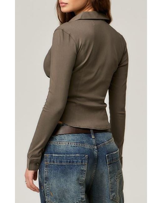 BDG Gray Hailey Zip-Up Shirt