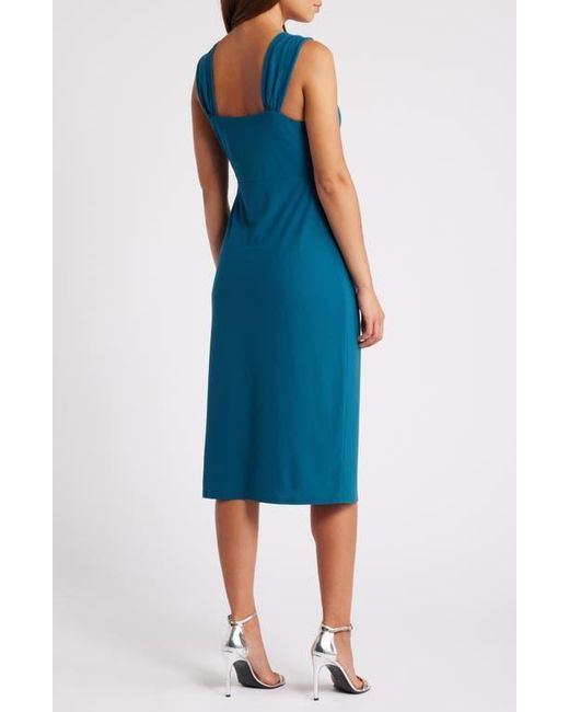 Chelsea28 Blue Gathered Jersey Dress