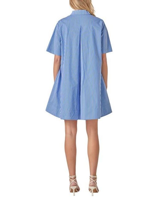 English Factory Blue Short Sleeve A-Line Shirtdress