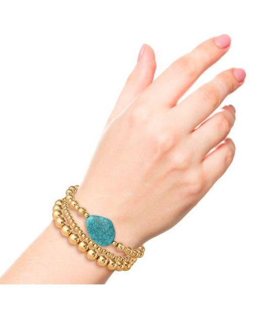 Jessica Simpson Metallic 3-Piece Beaded Stretch Bracelet Set