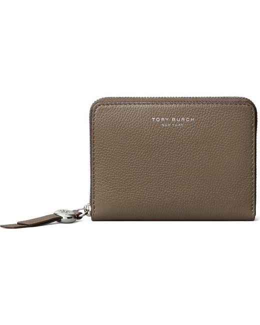 Tory Burch Romy Medium Leather Zip Wallet in Brown | Lyst
