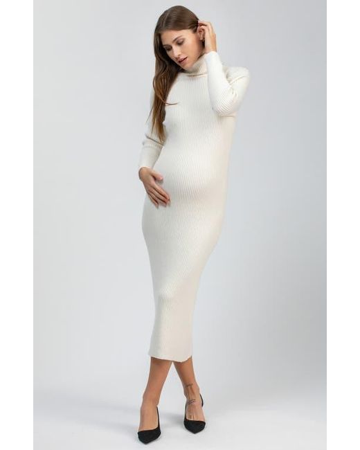 white maternity sweater dress Ivory Side Slit Midi PinkBlush this dress hugs your bump comfortably while providing a flattering silhouette New, Maternity Sweater Dress, Old